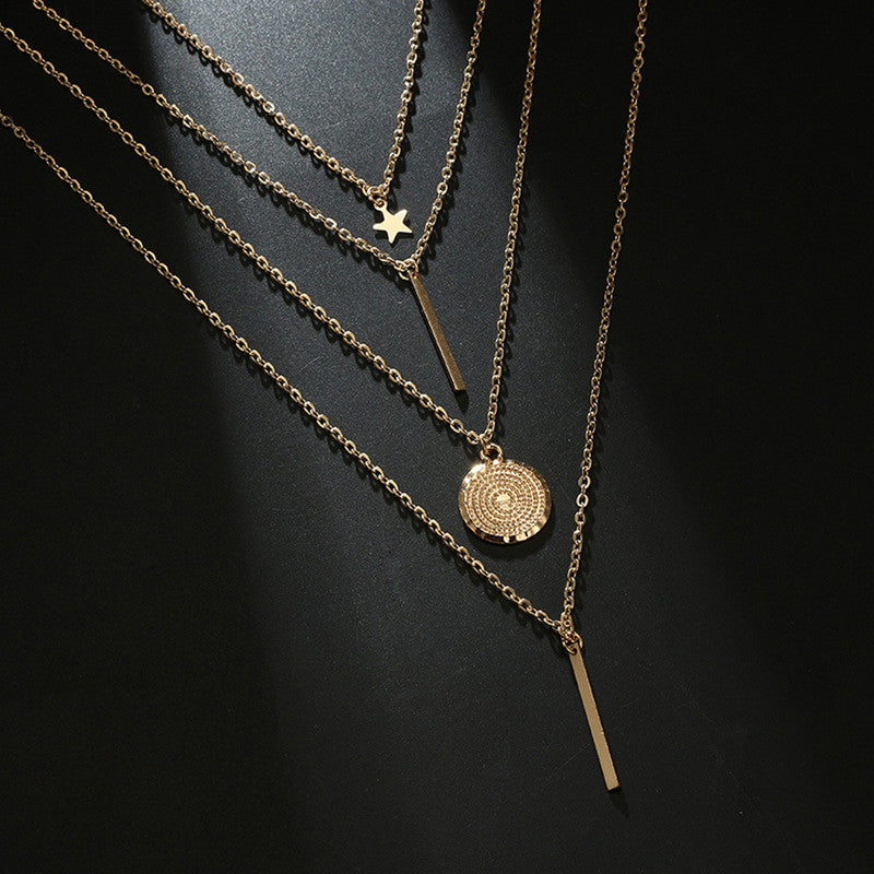 Gold Plated Layered Necklace Combo