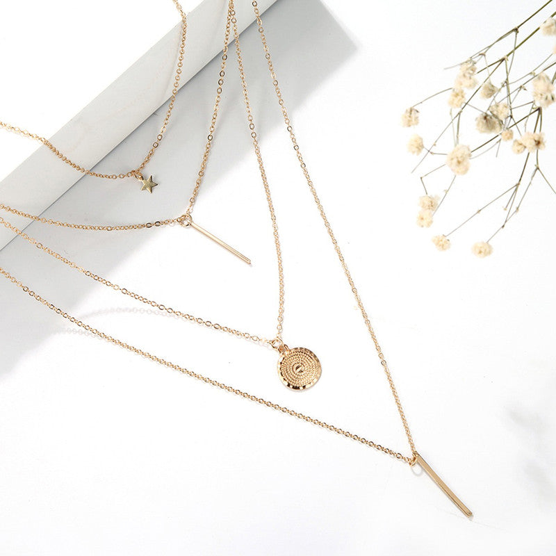 Gold Plated Layered Necklace Combo