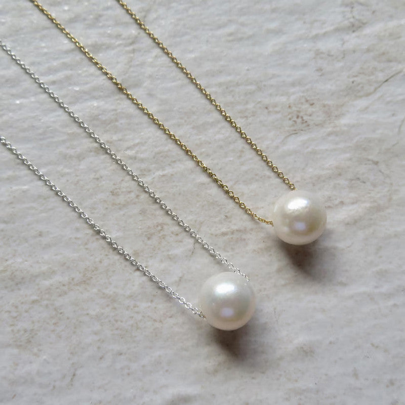 White Gold & Silver Plated Pearl Studded Necklace For Women