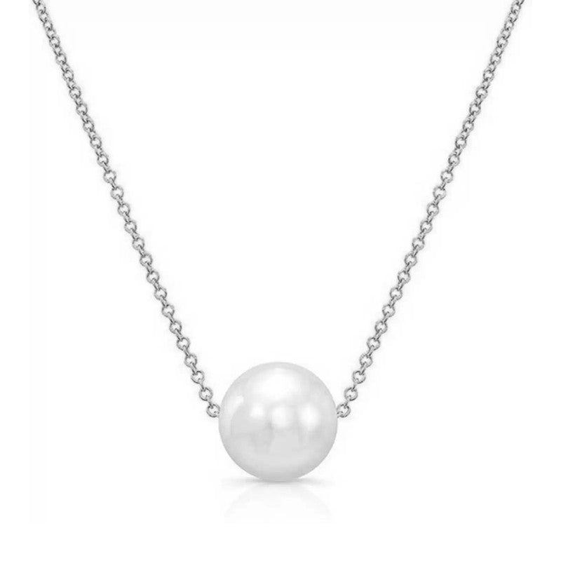 White Gold & Silver Plated Pearl Studded Necklace For Women