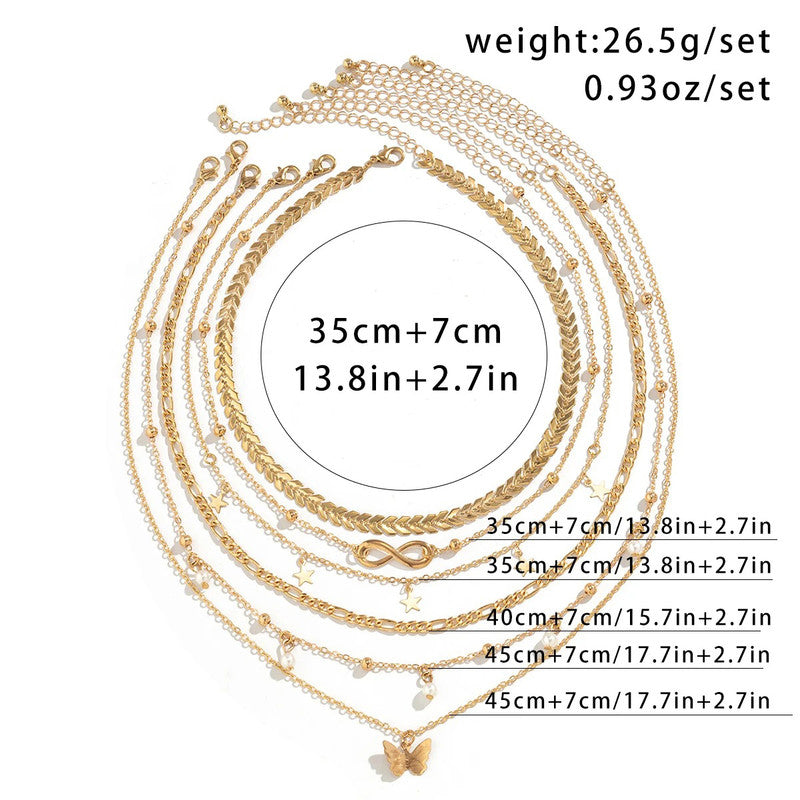 Gold-Plated Gold-Toned Pack of 6 Layered Necklace