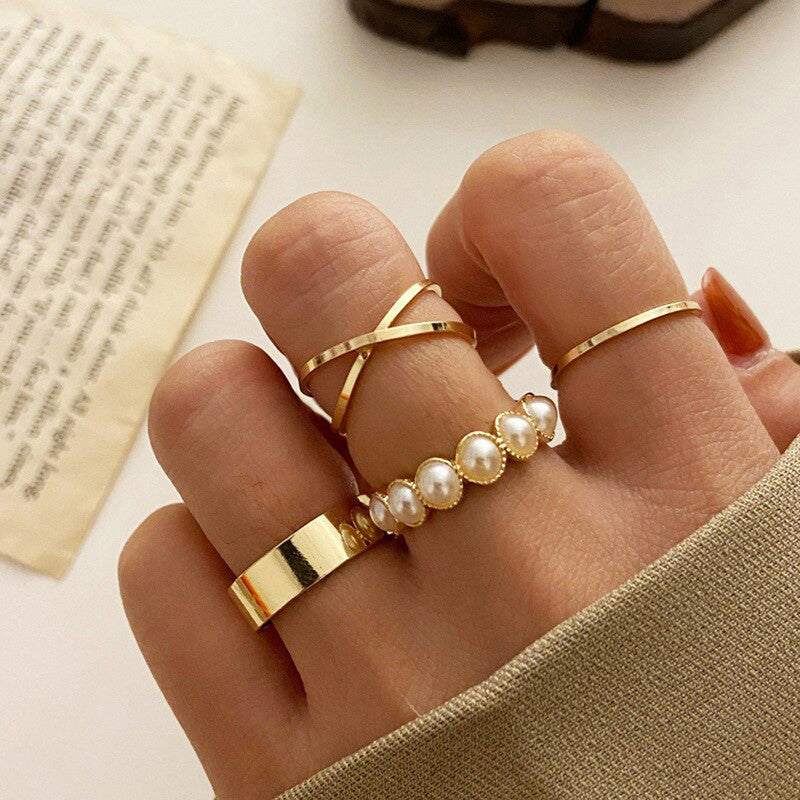 Gold Plated Stackable Rings Set of 4 For Women