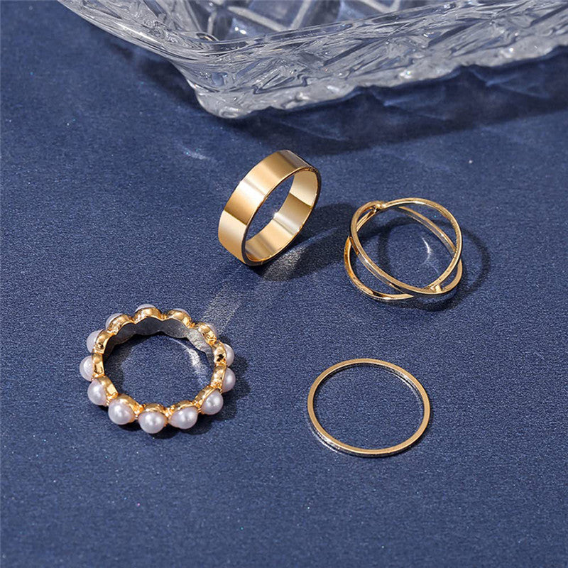 Gold Plated Stackable Rings Set of 4 For Women