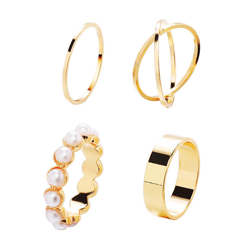 Gold Plated Stackable Rings Set of 4 For Women