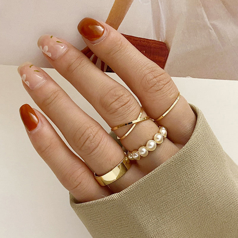 Gold Plated Stackable Rings Set of 4 For Women