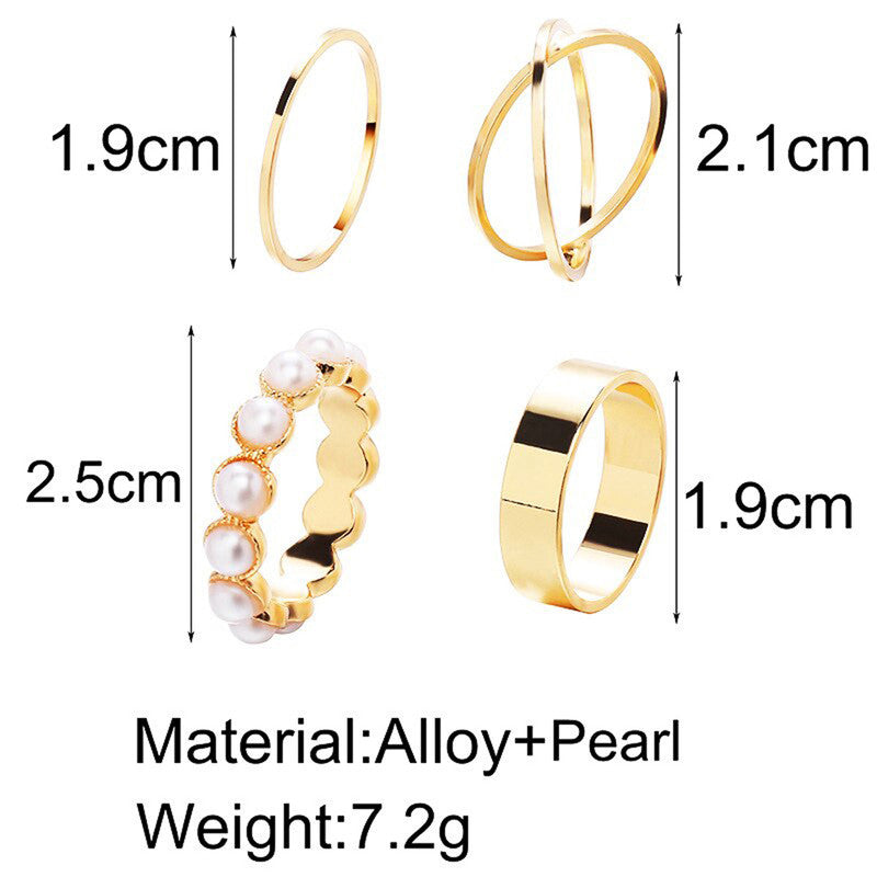 Gold Plated Stackable Rings Set of 4 For Women