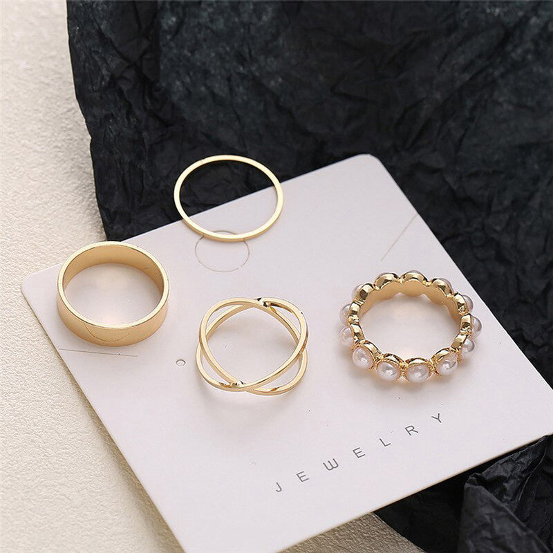 Gold Plated Stackable Rings Set of 4 For Women