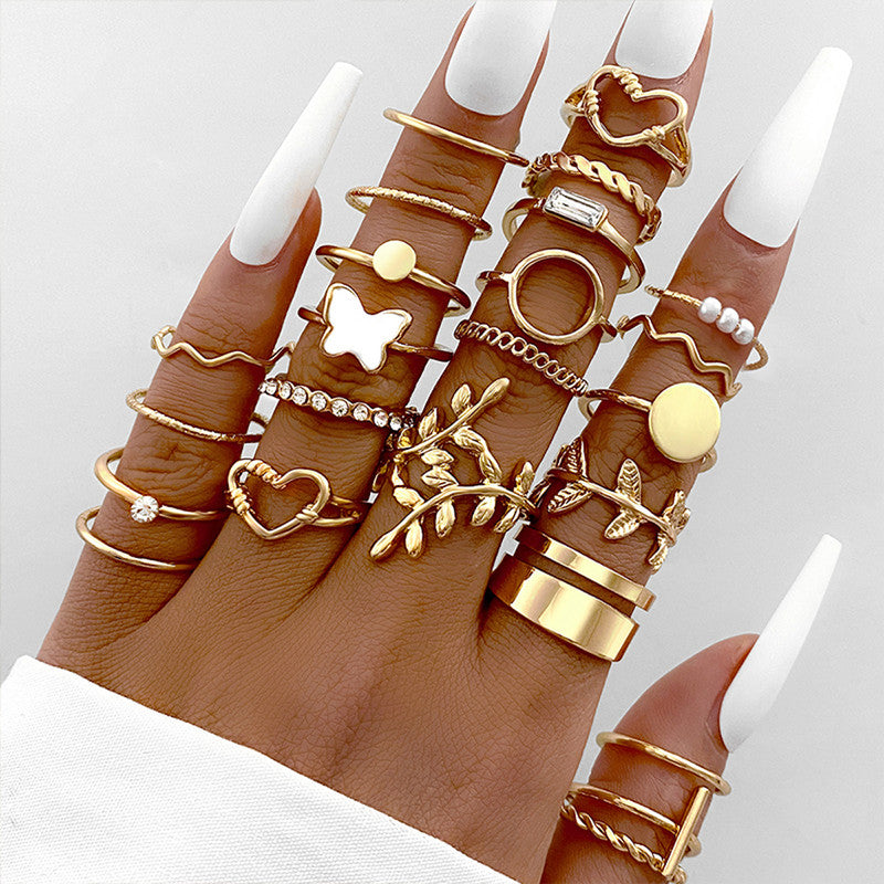 Gold Plated Stone Studded Finger Ring (Set Of 24)