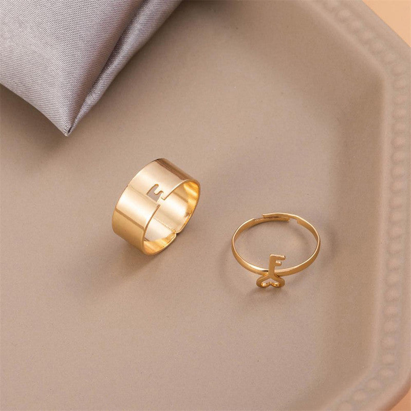 Gold-Plated Key-Themed Rings Pack of 2 For Women