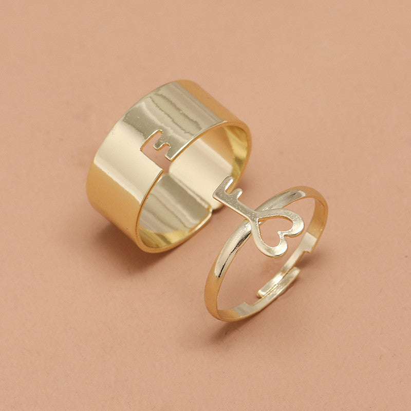 Gold-Plated Key-Themed Rings Pack of 2 For Women