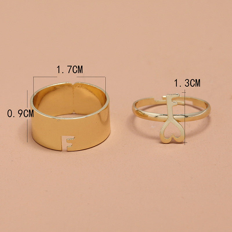 Gold-Plated Key-Themed Rings Pack of 2 For Women