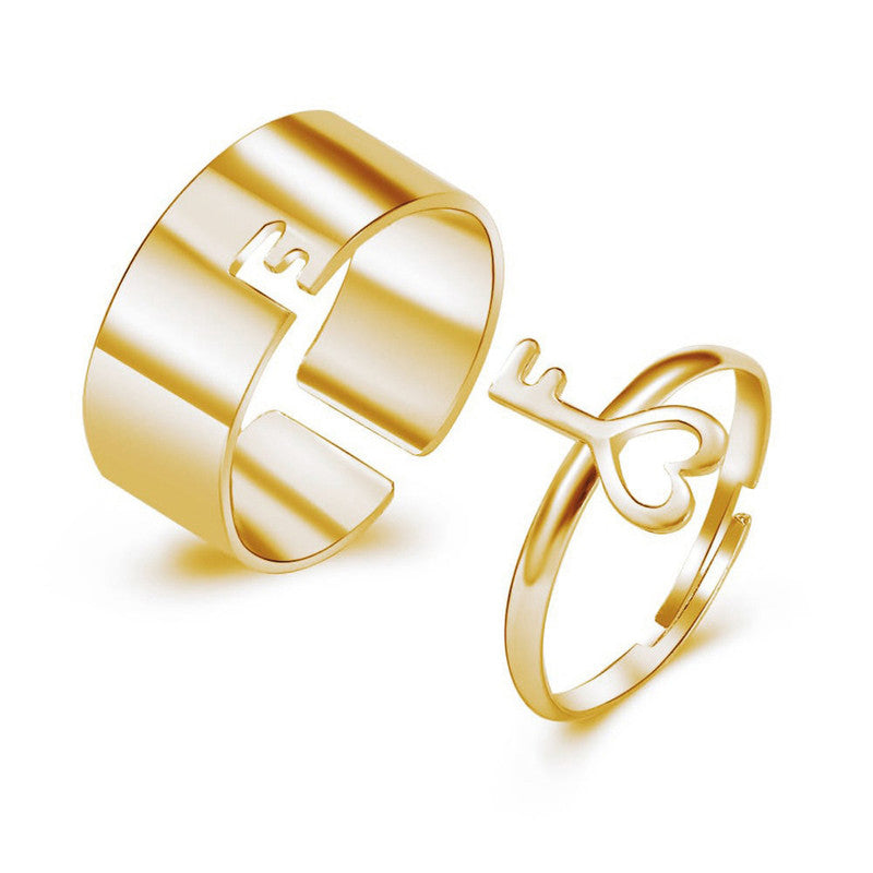 Gold-Plated Key-Themed Rings Pack of 2 For Women