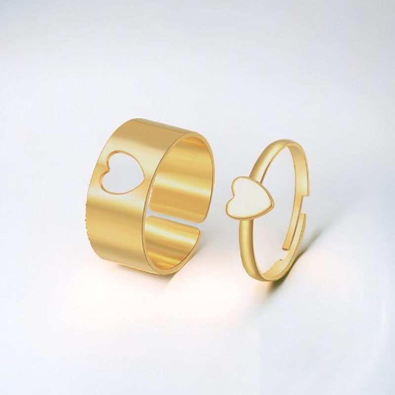 Gold-Plated Heart-Themed Rings Pack of 2 For Women