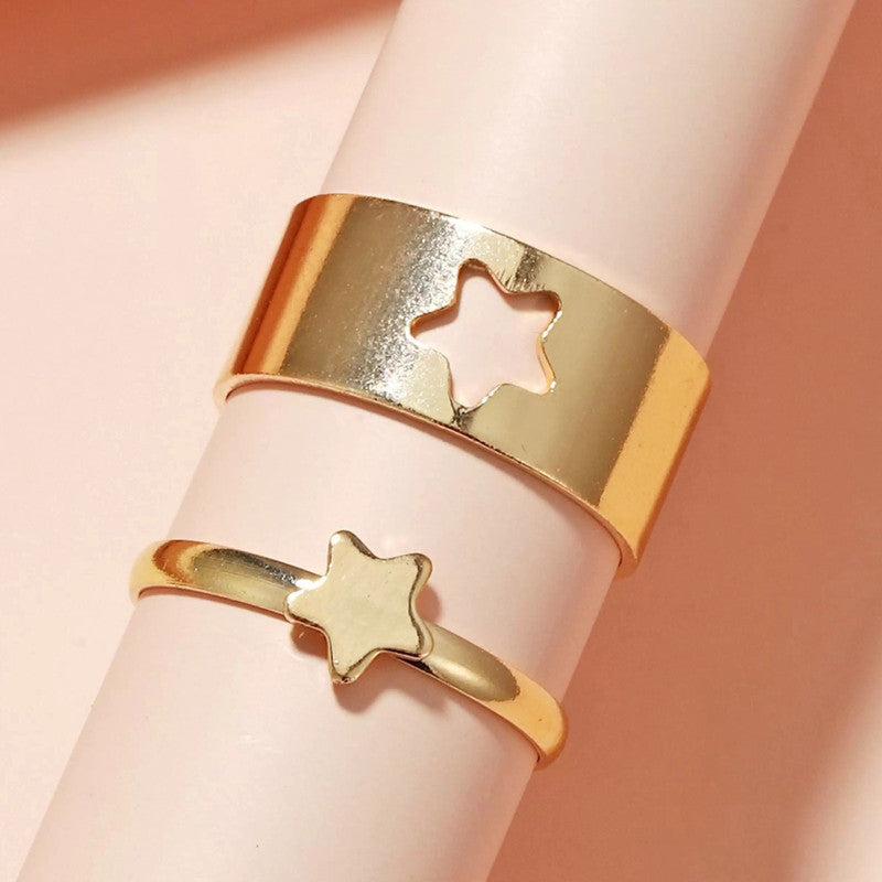 Gold-Plated Star-Themed Rings Pack of 2 For Women