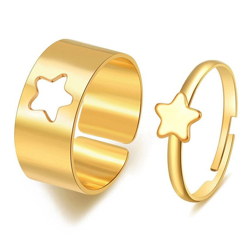 Gold-Plated Star-Themed Rings Pack of 2 For Women