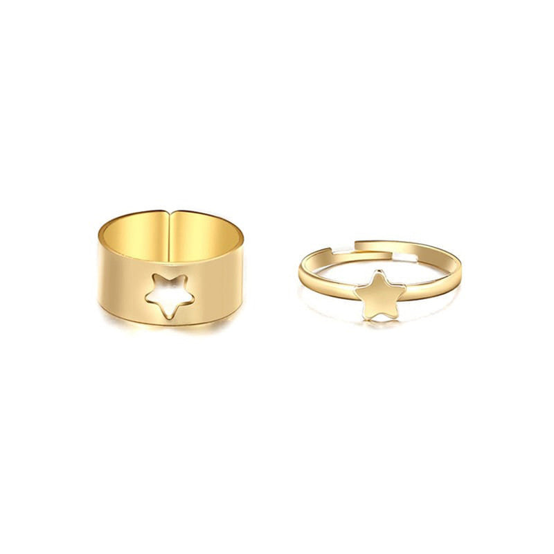 Gold-Plated Star-Themed Rings Pack of 2 For Women