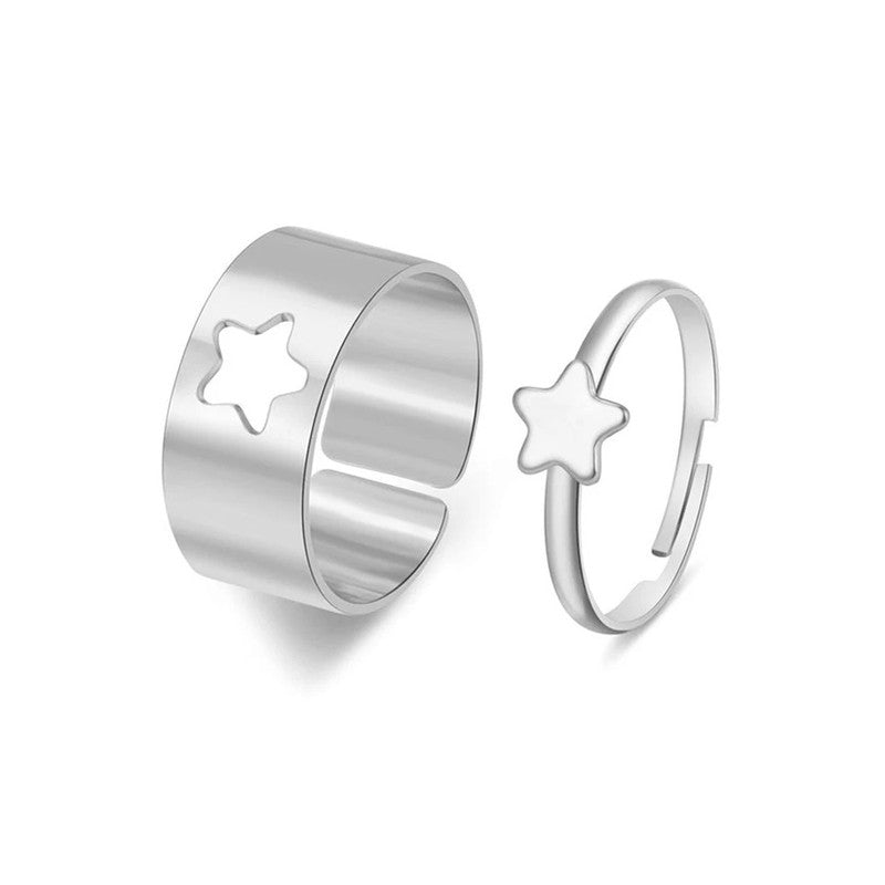 Silver-Plated Star-Themed Rings Pack of 2 For Women