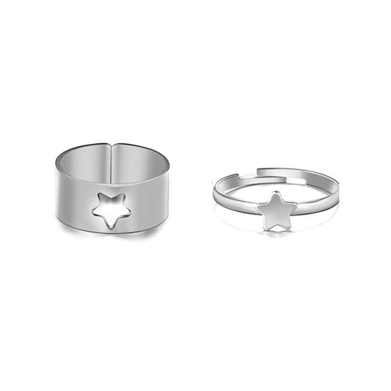 Silver-Plated Star-Themed Rings Pack of 2 For Women