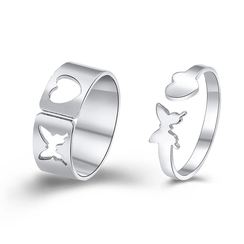 Silver-Plated Butterfly-Themed Rings Pack of 2 For Women