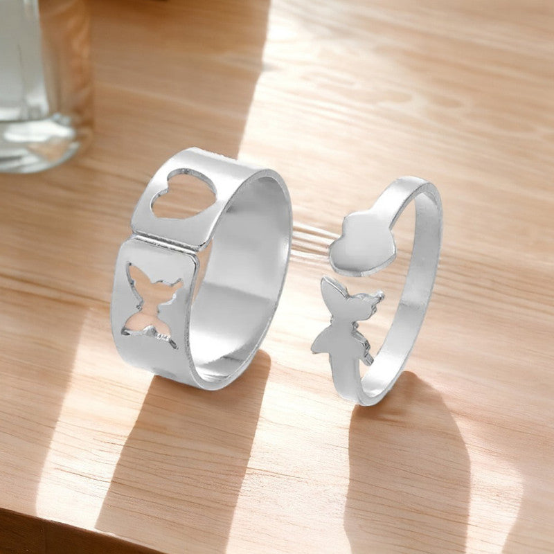 Silver-Plated Butterfly-Themed Rings Pack of 2 For Women