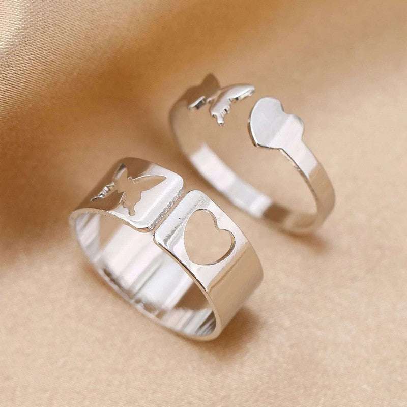 Silver-Plated Butterfly-Themed Rings Pack of 2 For Women