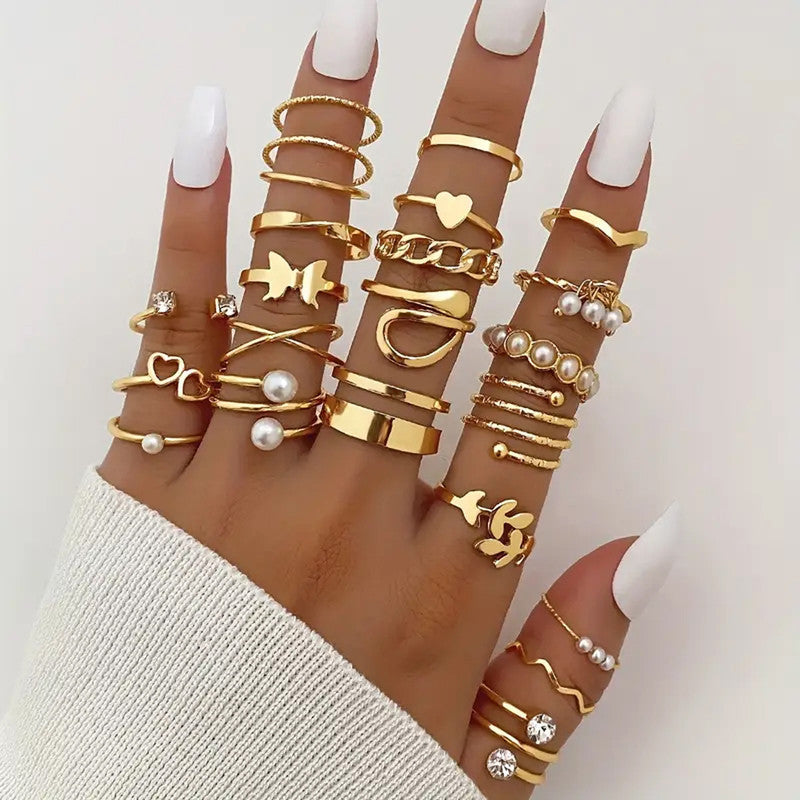 Gold Plated Stackable Rings (Pack of 22)