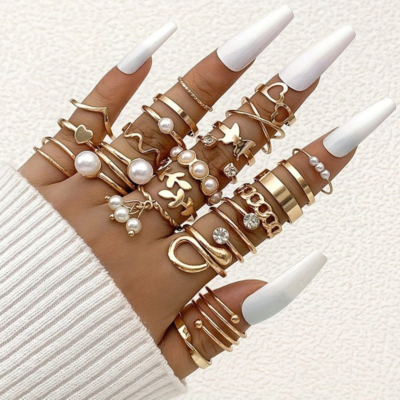 Gold Plated Stackable Rings (Pack of 22)