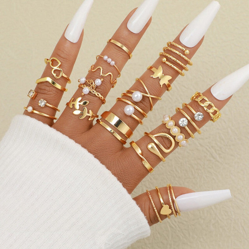 Gold Plated Stackable Rings (Pack of 22)