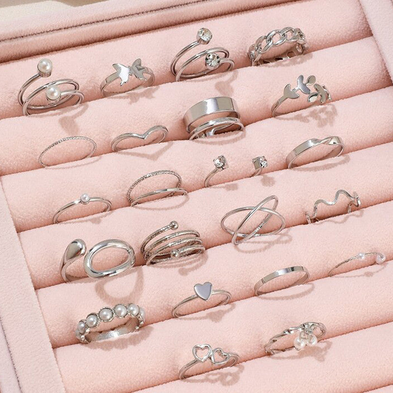 Silver Plated Stackable Rings (Pack of 22)