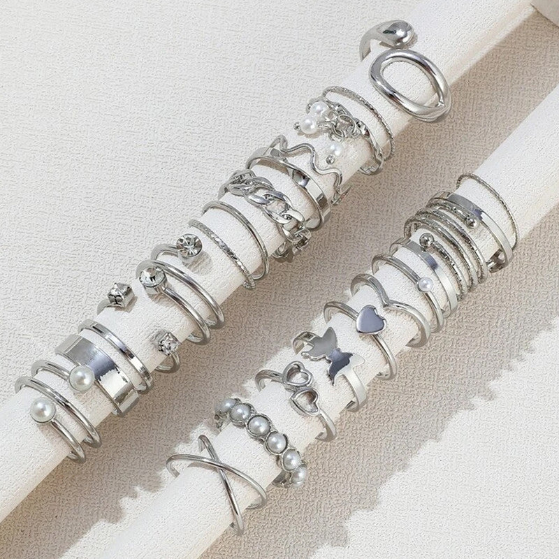 Silver Plated Stackable Rings (Pack of 22)