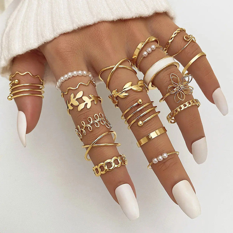 Gold Plated Stackable Rings (Pack of 22)