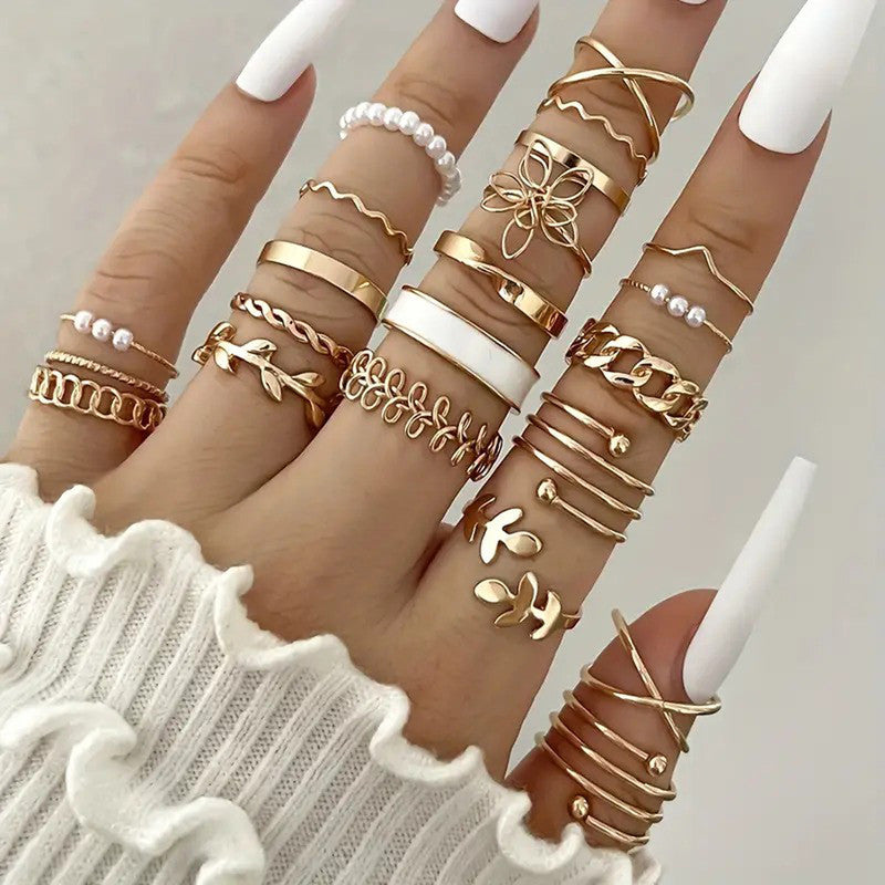 Gold Plated Stackable Rings (Pack of 22)