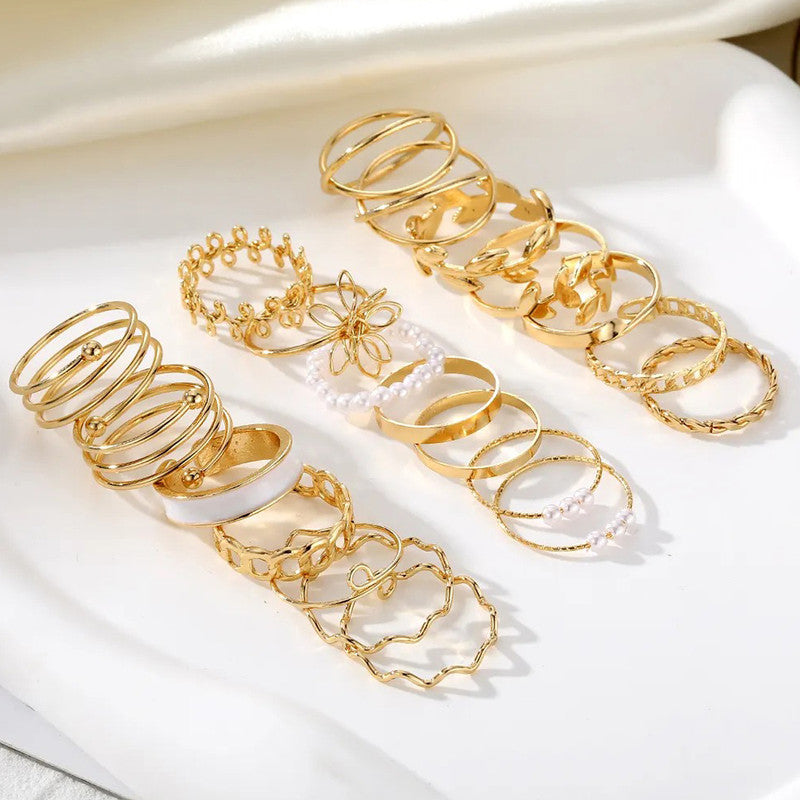 Gold Plated Stackable Rings (Pack of 22)