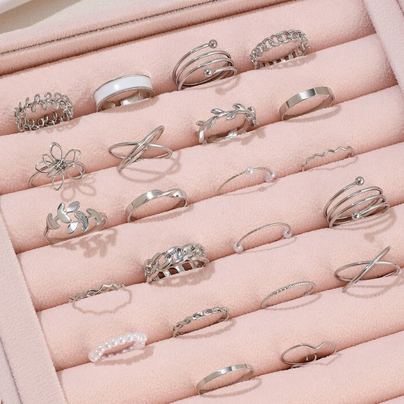 Silver Plated Stackable Rings (Pack of 22)