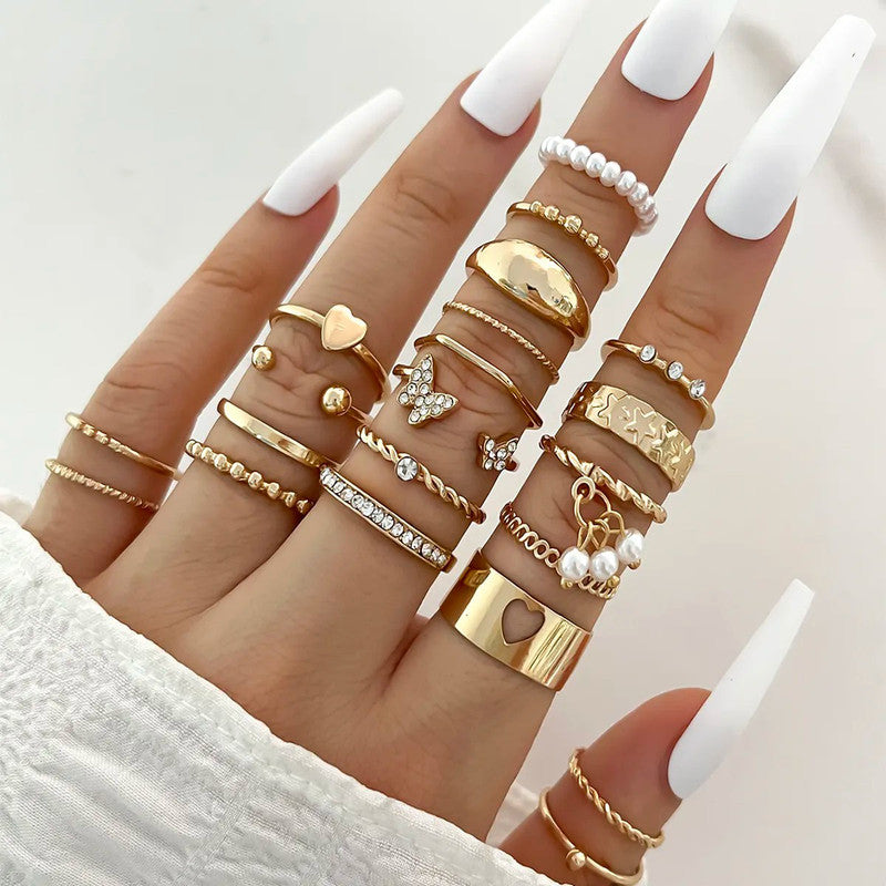 Gold Plated Stackable Rings (Pack of 21)