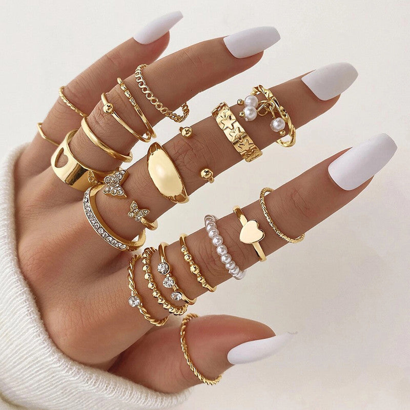 Gold Plated Stackable Rings (Pack of 21)