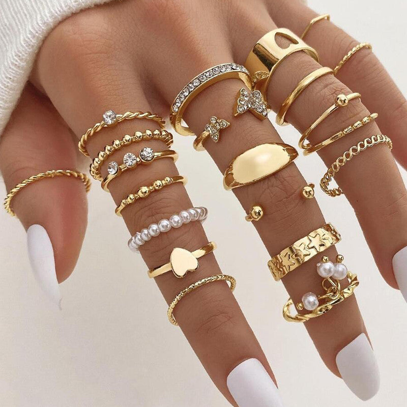 Gold Plated Stackable Rings (Pack of 21)