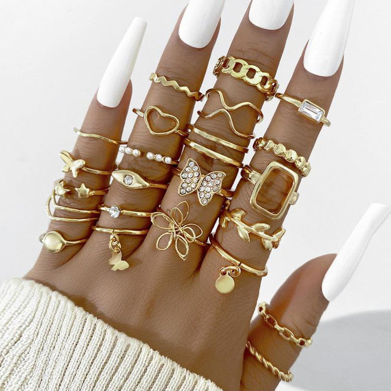 Gold Plated Stackable Rings (Pack of 23)