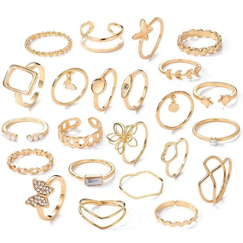 Gold Plated Stackable Rings Pack of 23 For Women