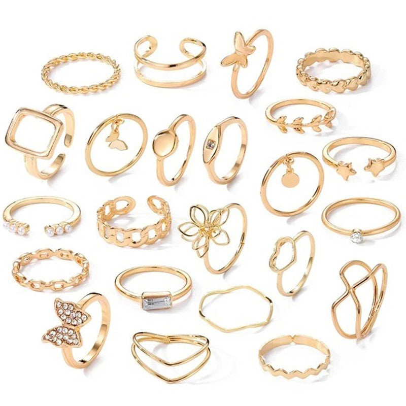 Gold Plated Stackable Rings (Pack of 23)