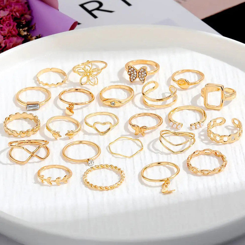 Gold Plated Stackable Rings Pack of 23 For Women