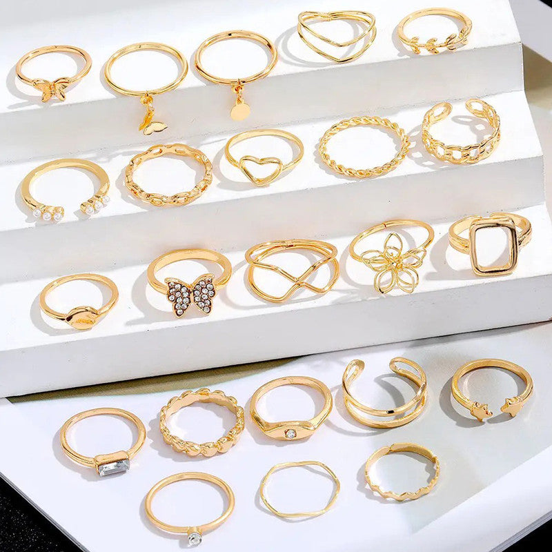 Gold Plated Stackable Rings Pack of 23 For Women