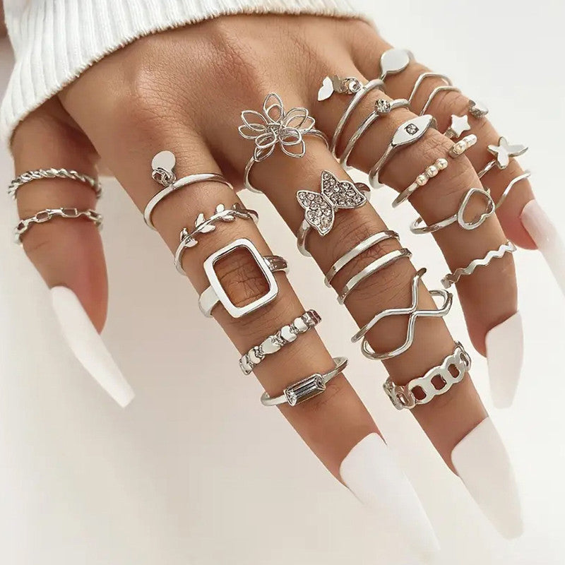 Silver Plated Stackable Rings (Pack of 23)