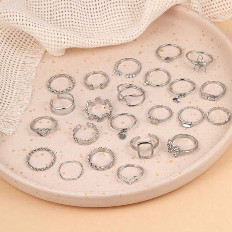 Silver Plated Stackable Rings (Pack of 23)