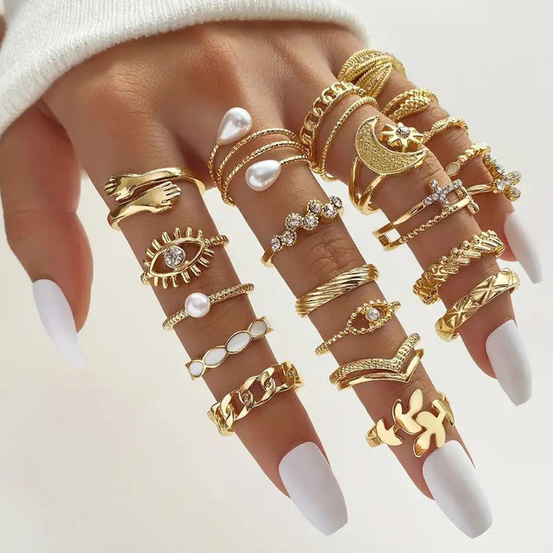 Gold Plated Stackable Rings (Pack of 23) - MySmartBazaar