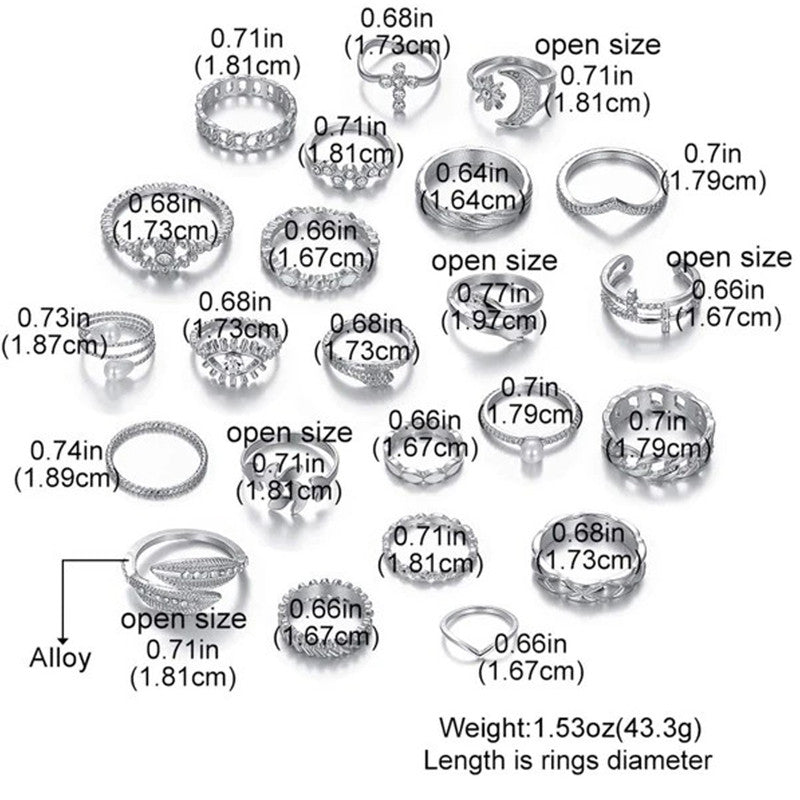 Silver Plated Stackable Rings (Pack of 23)