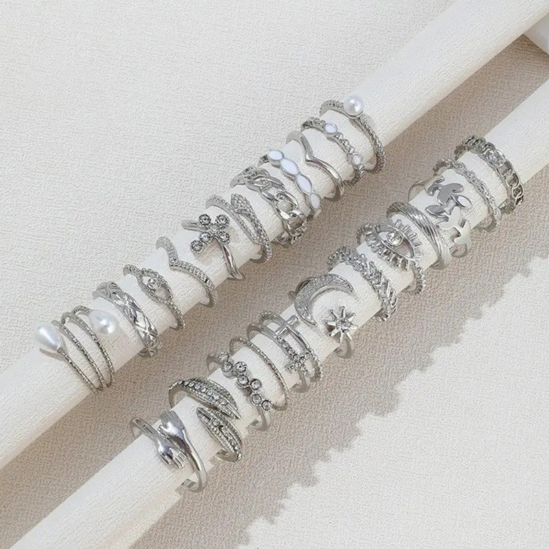 Silver Plated Stackable Rings (Pack of 23)