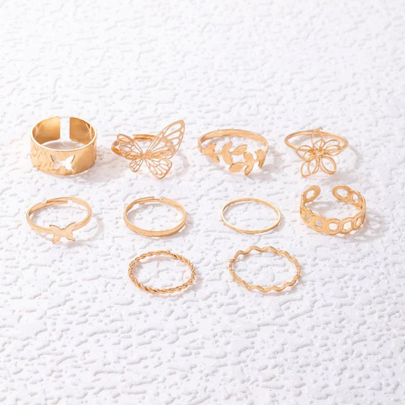 Gold Plated Stackable Rings (Pack of 10)