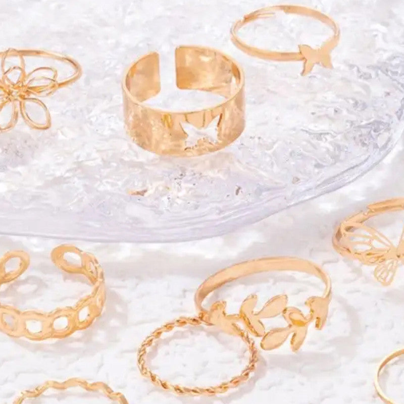 Gold Plated Stackable Rings (Pack of 10)