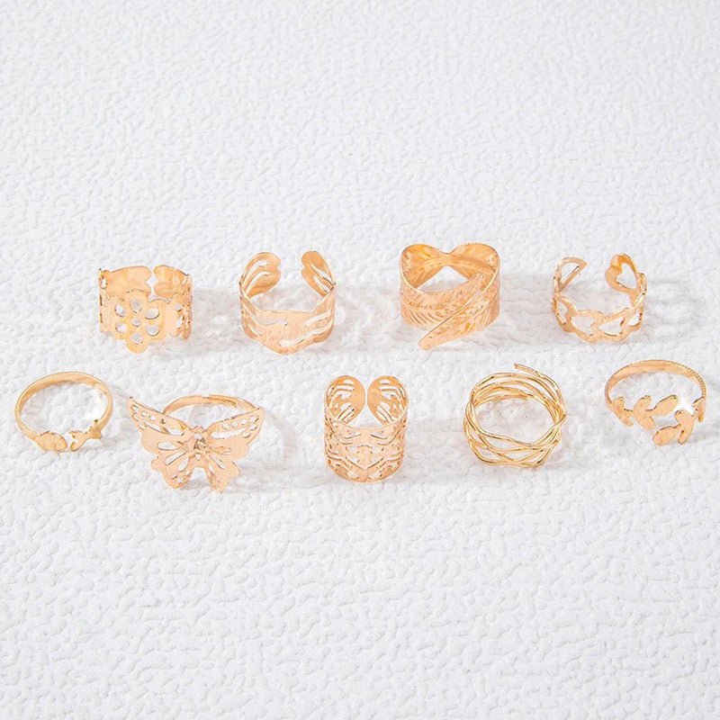 Gold Plated Stackable Rings (Pack of 9)